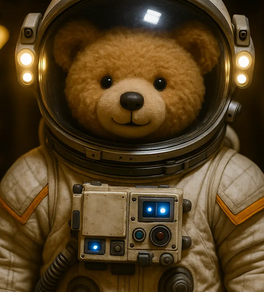 Teddy in a space suit